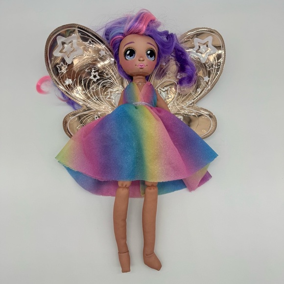 Dream Seekers Other - Dream Seekers Golden Fairy Doll with Glittery Wings and Rainbow Dress